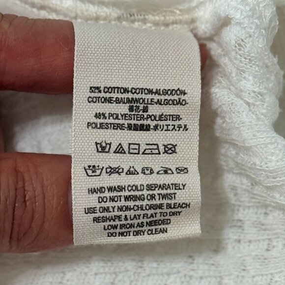 We The Free Waffle Tee Women's Size Large Ivory South Side Tee V-Neck Longline - Picture 4 of 10